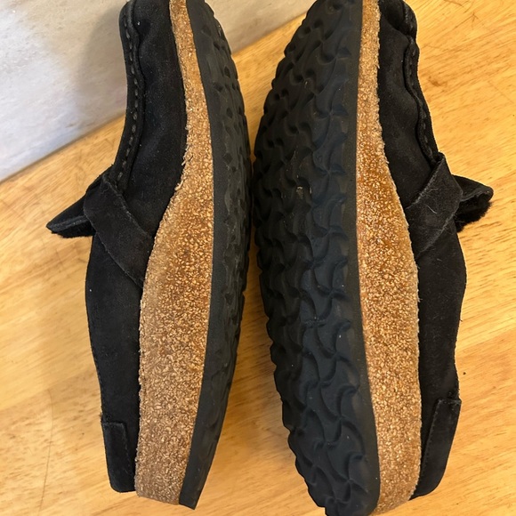 Birkenstock Clog Black Suede Slip-On  with Silver Buckle - Picture 6 of 9